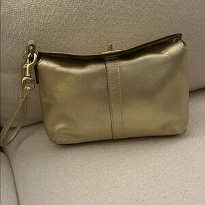 Coach Gold Wristlet 8 x 5